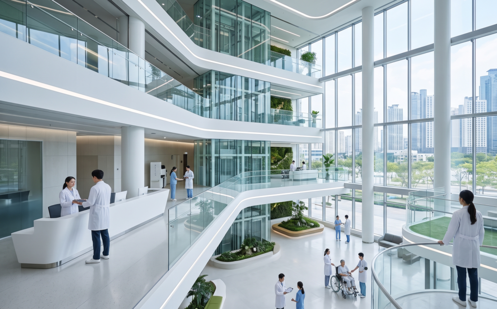 Medical center in Korea Best hospitals in Korea - modern hospital atrium interior in Seoul