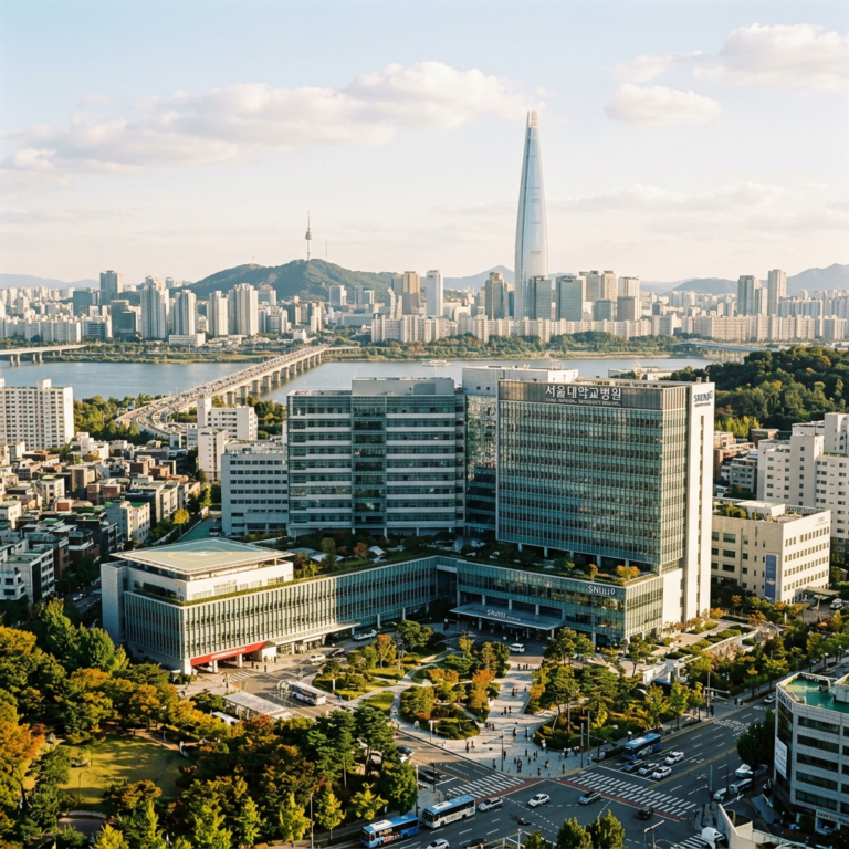 Seoul city skyline with Han River, Lotte World Tower, and urban buildings