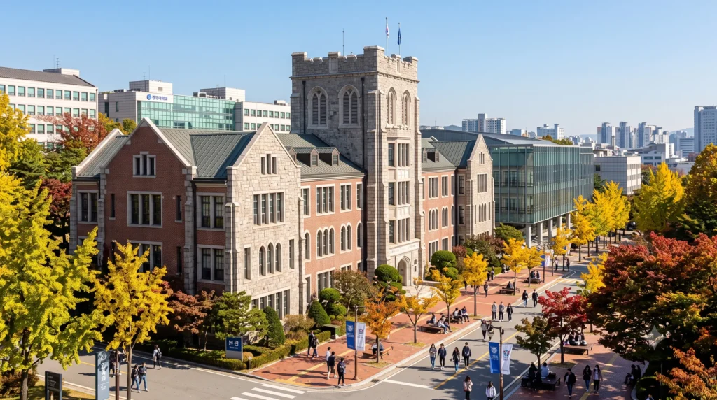 Korean university campus aerial view - Korean university admission for relocating families